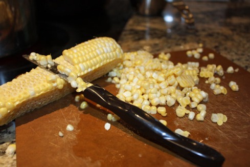 Cutting Corn off cob